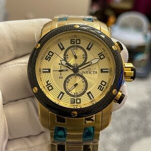 Invicta 24155 Pro Diver Scuba Chronograph Stainless Steel Gold Tone Mens Watch